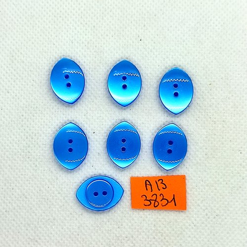 7 boutons en résine bleu - 13x17mm - ab3831
