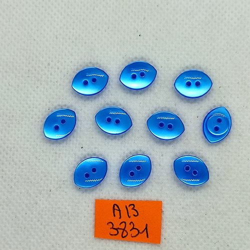 10 boutons en résine bleu - 12x9mm - ab3831