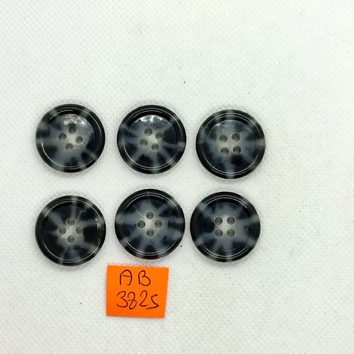 6 boutons en résine gris dégradé - 22mm - ab3825