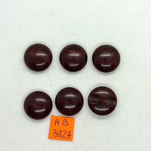 6 boutons en résine marron - 21mm - ab3827