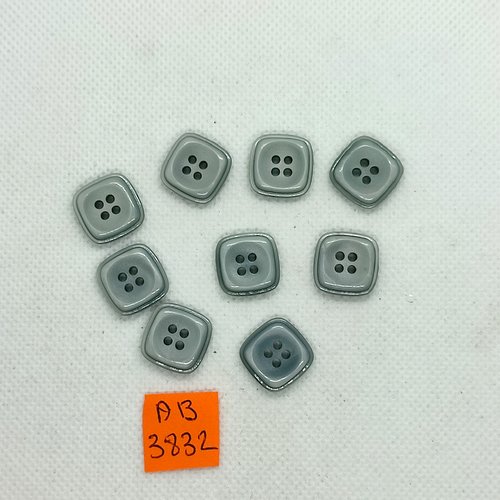 9 boutons en résine gris - 15x15mm - ab3832