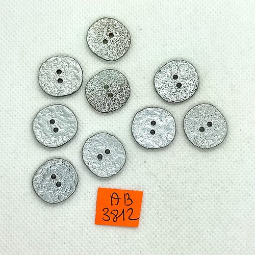 9 boutons en résine gris - 18mm - ab3812