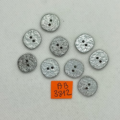 9 boutons en résine gris - 16mm - ab3812
