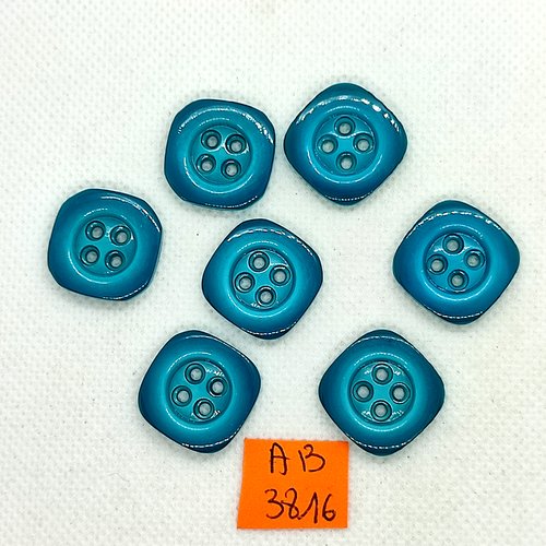 7 boutons en résine bleu/vert - 19x19mm - ab3816