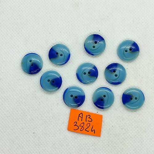 10 boutons en résine bleu - 14mm - ab3824