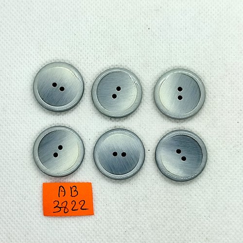 6 boutons en résine gris - 22mm - ab3822