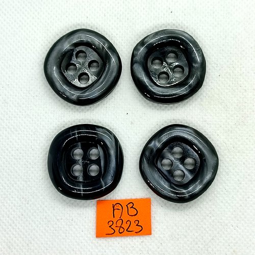 4 boutons en résine gris foncé - 29mm - ab3823