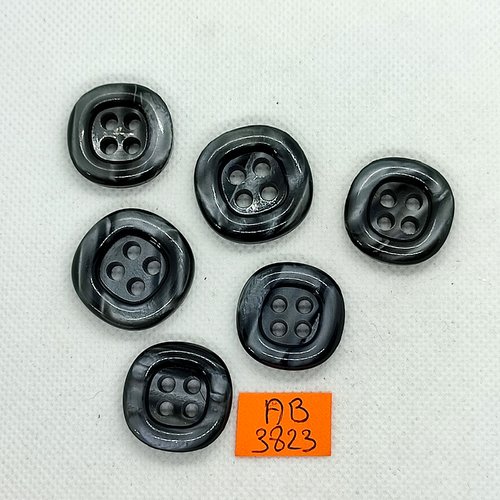 6 boutons en résine gris foncé - 27mm et 24mm - ab3823
