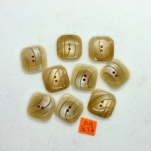 9 boutons en résine beige - 20x20mm - ab3637