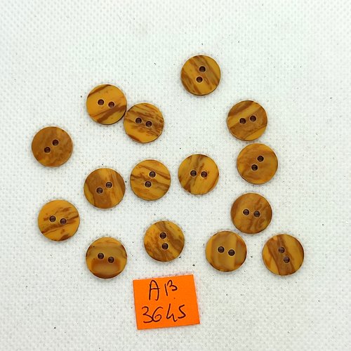15 boutons en résine marron - 12mm - ab3645