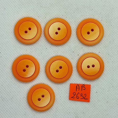 7 boutons en résine orange - 22mm - ab3632