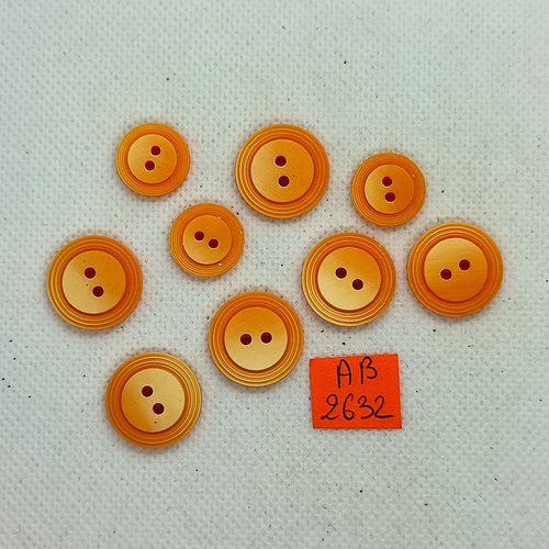 9 boutons en résine orange - 18mm et 14mm - ab3632