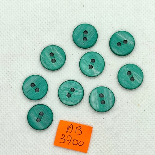 9 boutons en résine vert - 14mm - ab3700