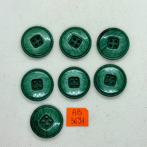 7 boutons en résine vert - 27mm - ab3691
