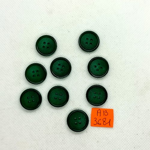 9 boutons en résine vert - 18mm - ab3681