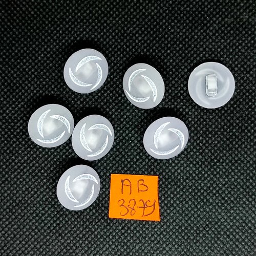 7 boutons en résine mauve très clair - 15mm - ab3879