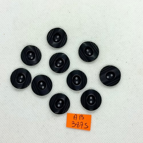 10 boutons en résine noir - 18mm - ab3875