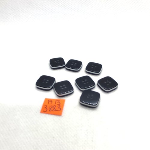 8 boutons en résine noir et blanc - 15x15mm - ab3883