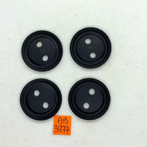 4 boutons en résine noir - 34mm - ab3877