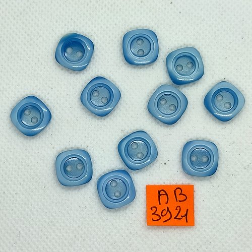 11 boutons en résine bleu - 12x12mm - ab3921