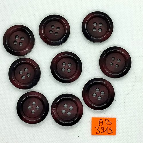 9 boutons en résine marron - 25mm - ab3919
