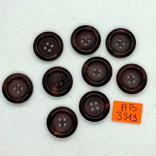 9 boutons en résine marron - 20mm - ab3919