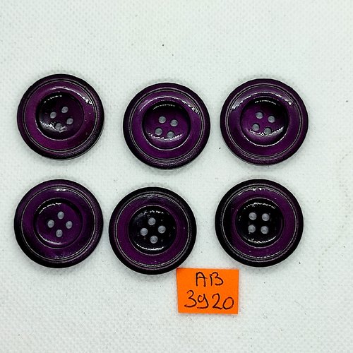 6 boutons en résine violet - 27mm - ab3920