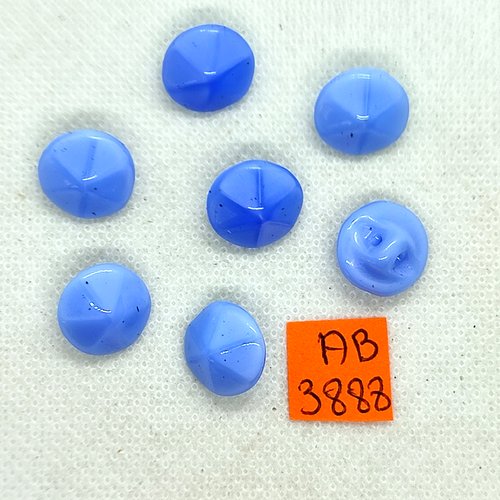 7 boutons en  verre bleu - 13mm  - ab3888