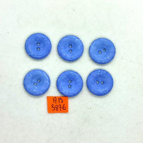 6 boutons en résine bleu - 22mm  - ab3876