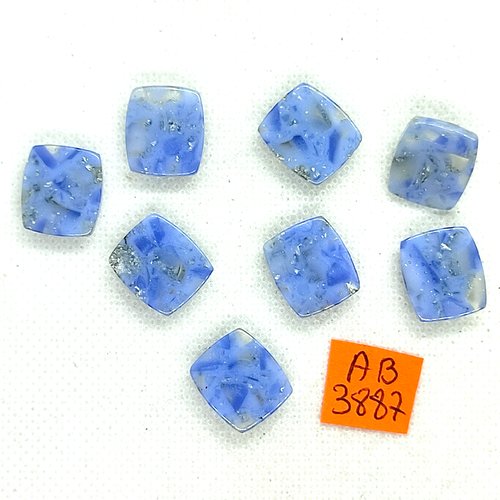 8 boutons en résine bleu - 13x15mm  - ab3887