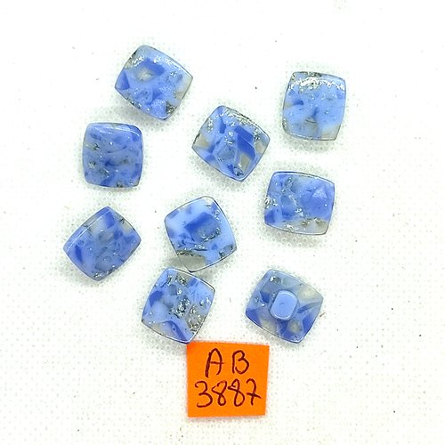 9 boutons en résine bleu - 12x13mm  - ab3887