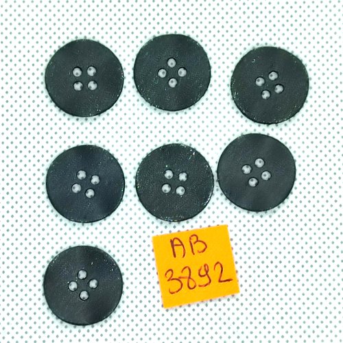 7 boutons en résine noir - 18mm  - ab3892