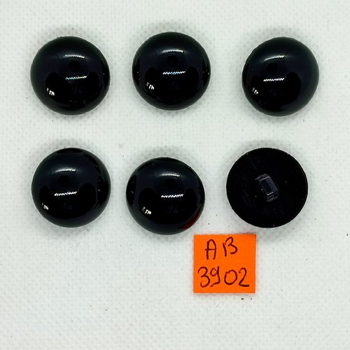6 boutons en résine noir - 20mm - ab3902