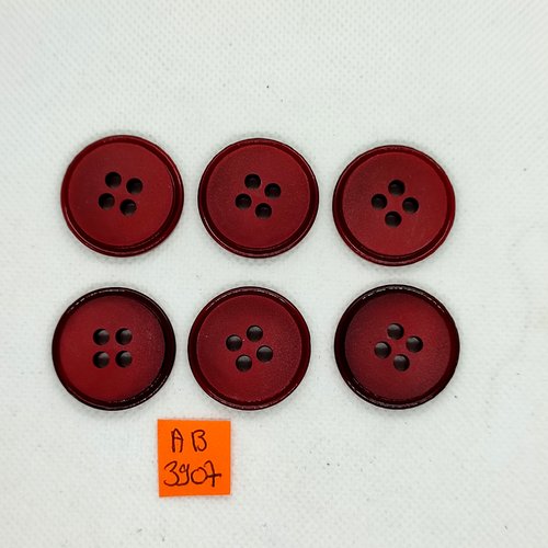 6 boutons en résine bordeaux/rouge foncé - 27mm - ab3907