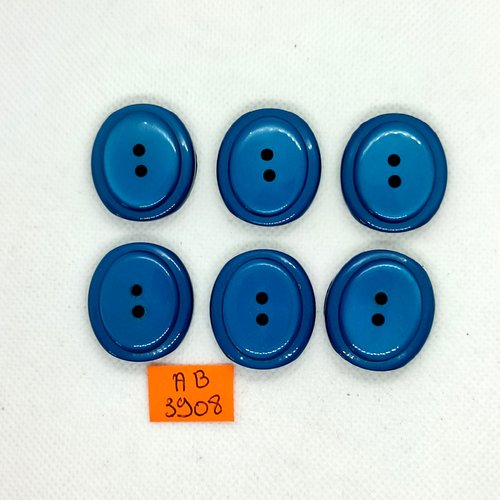6 boutons en résine bleu canard - 28x25mm - ab3908