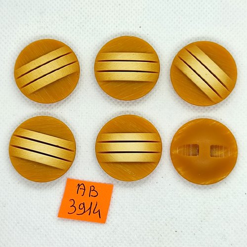 6 boutons en résine ocre  - 27mm - ab3914