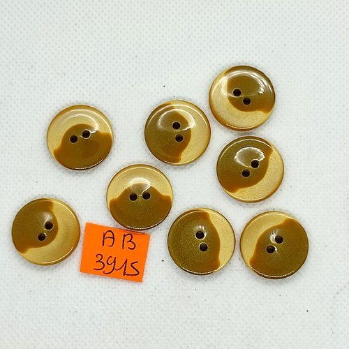 8 boutons en résine marron et beige  - 20mm - ab3915