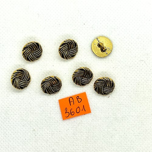 7 boutons en métal doré  - 12mm - ab3601