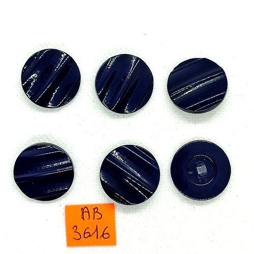 6 boutons en résine bleu nuit - 22mm - ab3616