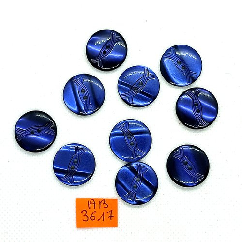 10 boutons en résine bleu - 18mm - ab3617
