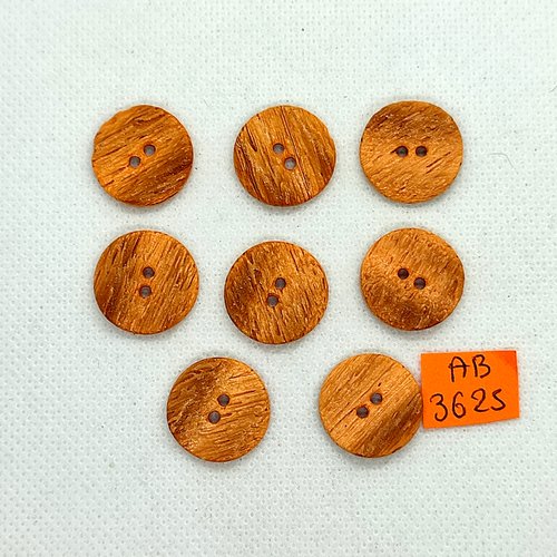 8 boutons en bois peint orange - 18mm - ab3625