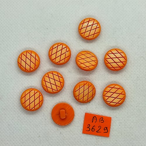 10 boutons en résine orange - 15mm - ab3629
