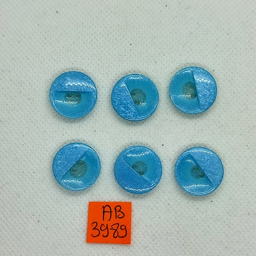 6 boutons en résine bleu - 18mm - ab3989