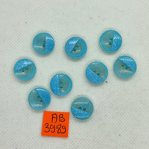 9 boutons en résine bleu - 14mm - ab3989