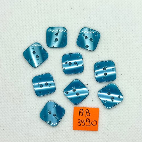 9 boutons en résine bleu (petite étoile) - 14x14mm - ab3990