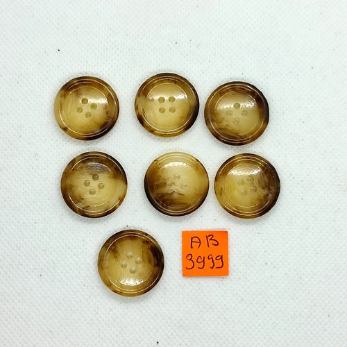 7 boutons en résine marron et beige - 23mm - ab3999