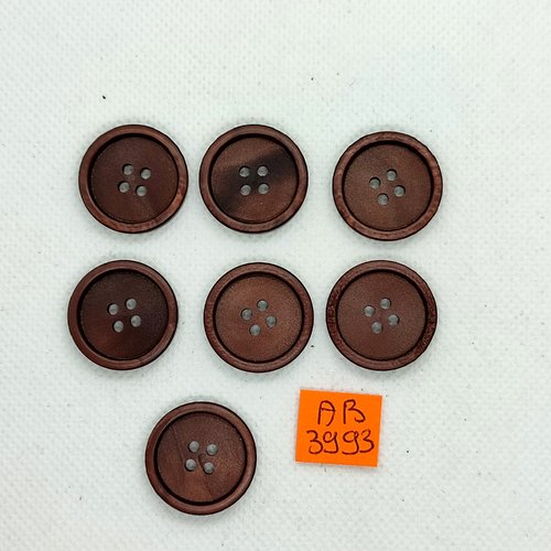 7 boutons en résine marron - 22mm - ab3993