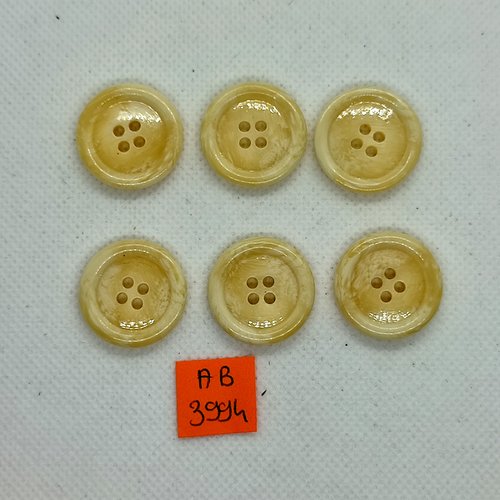 6 boutons en résine beige - 23mm - ab3994