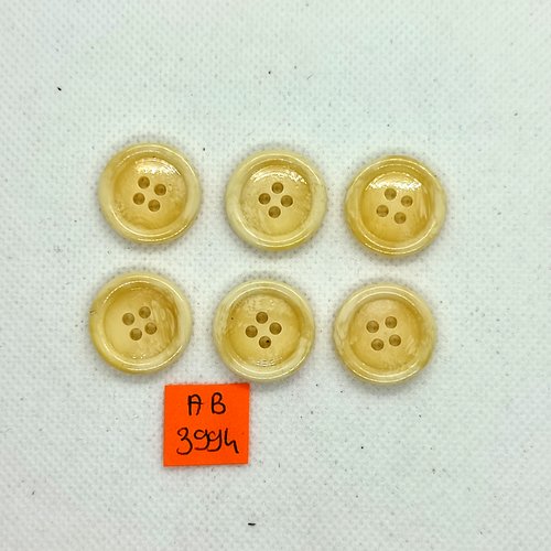 6 boutons en résine beige - 20mm - ab3994
