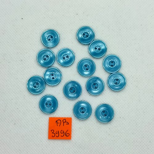 15 boutons en résine bleu - 14mm - ab3996